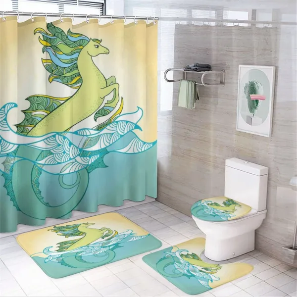 Pastel Tone Water Creature on a shower curtain
