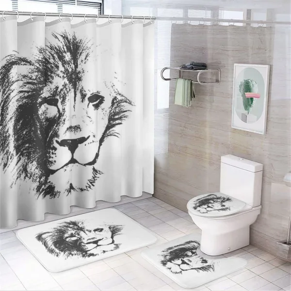 Sketchy Jungle Lion on a shower curtain