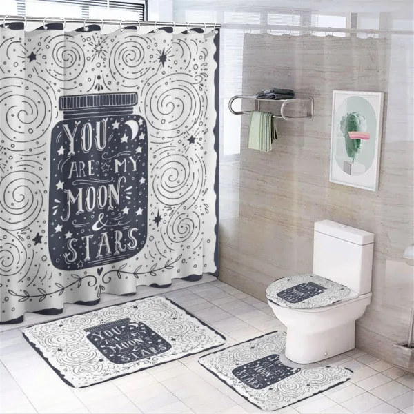 Vintage Doodle Curl Star on a shower curtain