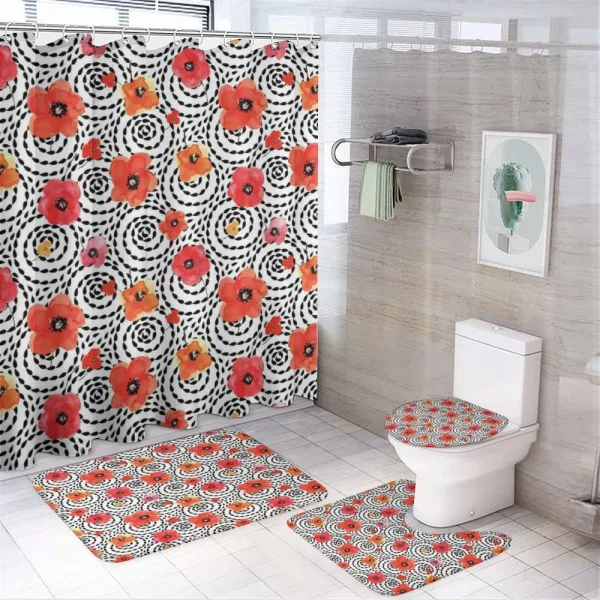 Watercolor Petals Spirals on a shower curtain