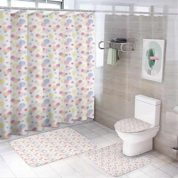 Abstract Watercolor Dots on a shower curtain