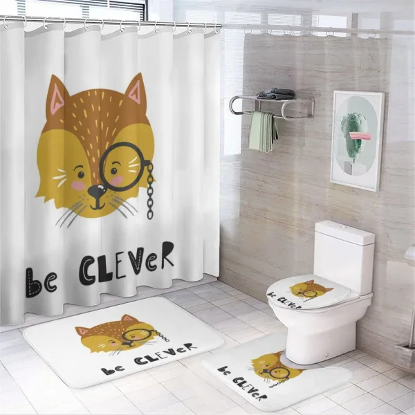 Be Clever Text Animal Character on a shower curtain