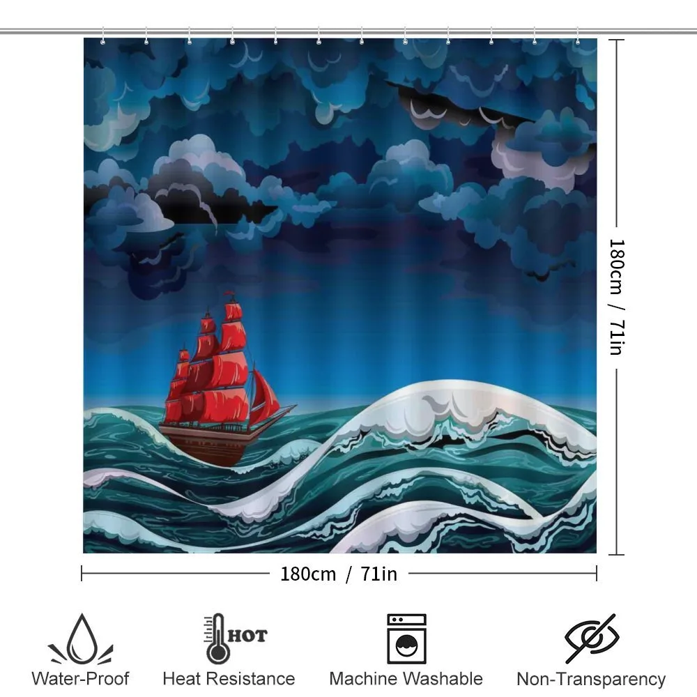 Cartoon Ship on Waves — Detail 2
