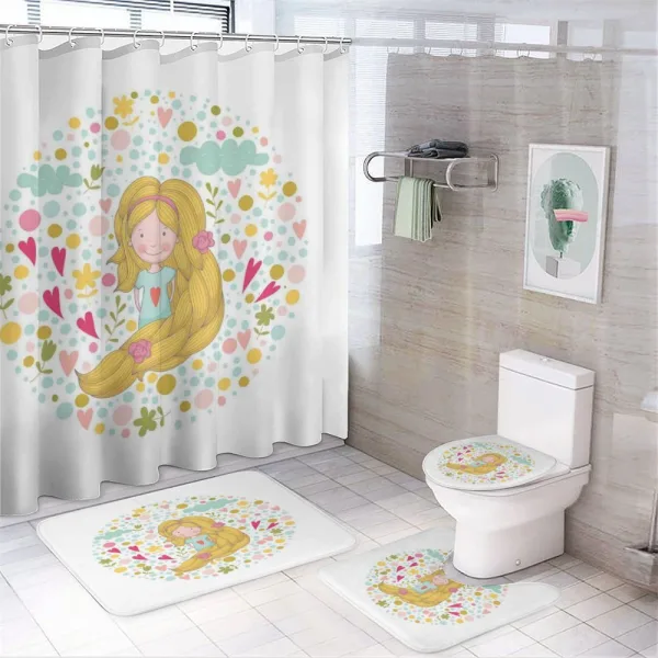 Cheerful Spring Kid on a shower curtain