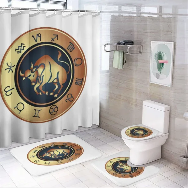 Circle Bull on a shower curtain