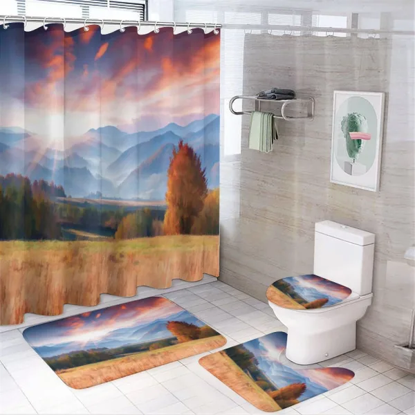 Colorful Fall Scene on a shower curtain
