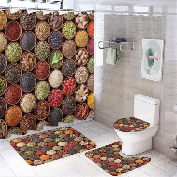Colorful Herbs Spices on a shower curtain