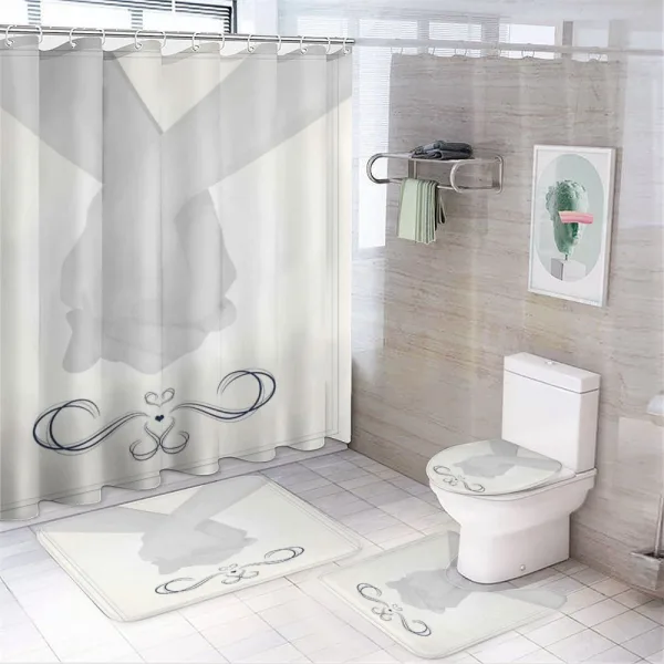 Couple Holding Hands on a shower curtain