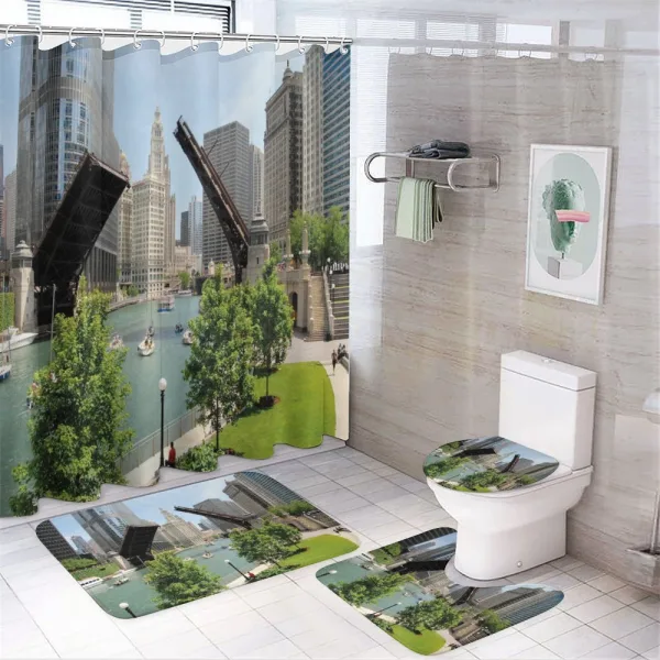 Downtown Chicago on a shower curtain