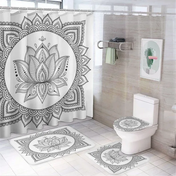 Folk Ornamental Tattoo Art on a shower curtain