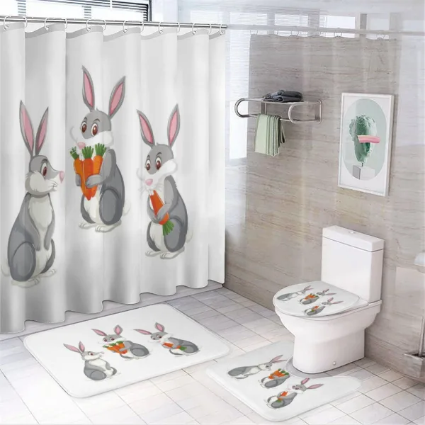 Funny Rabbit Cartoon on a shower curtain