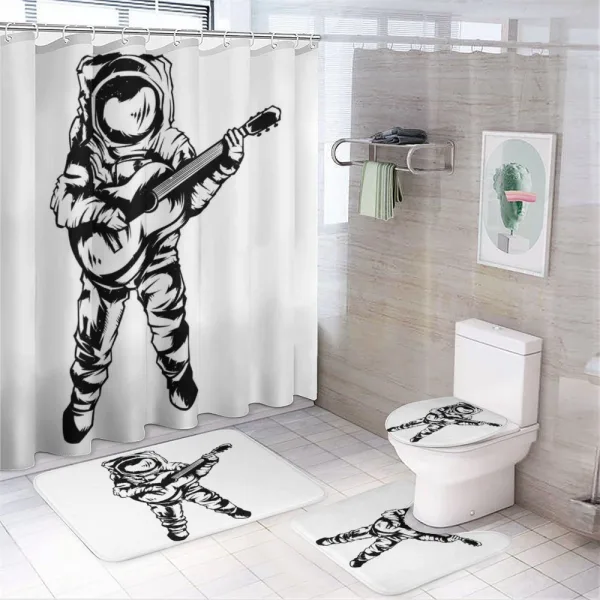 Jamming Space Man on a shower curtain