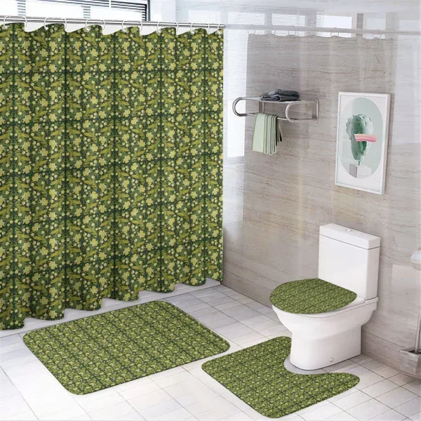 Khokhloma Floral Motifs on a shower curtain