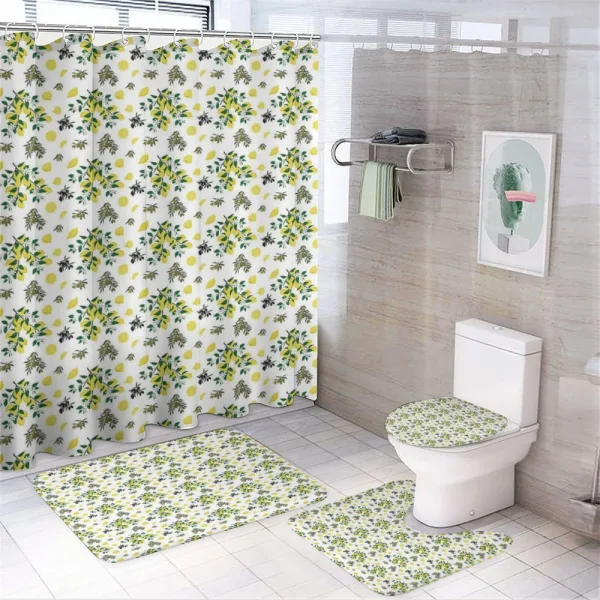 Olives and Lemons Growing on a shower curtain