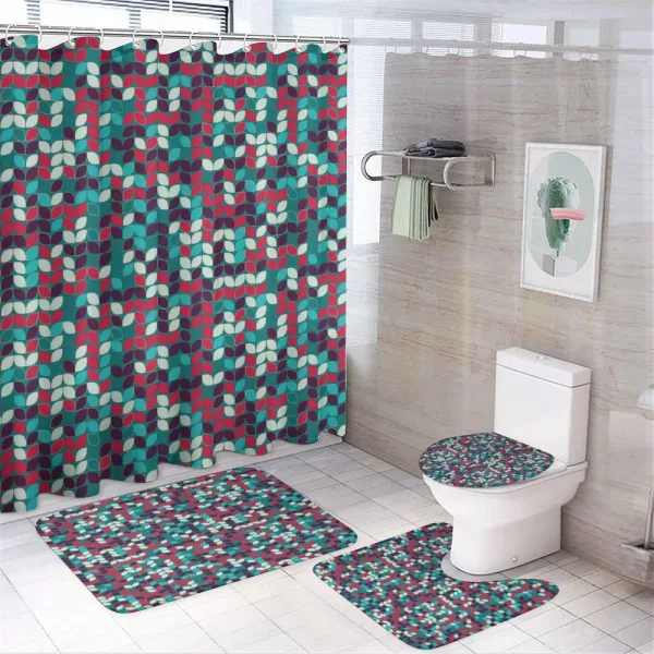 Oval Leaf-like Shapes on a shower curtain