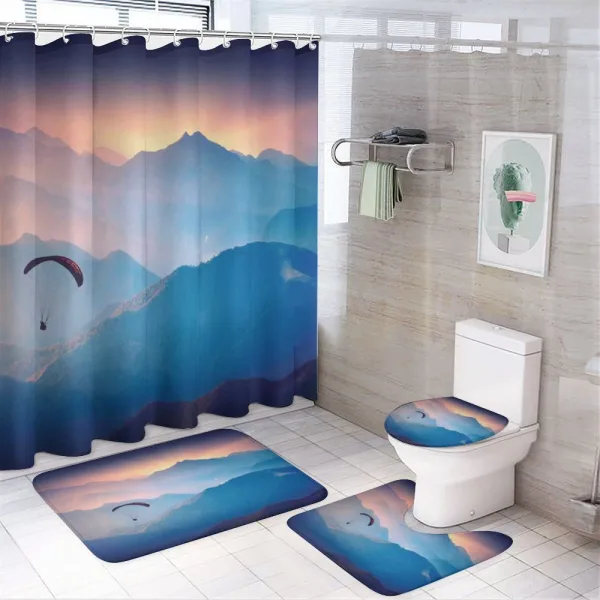 Paraglide Sun Mountains on a shower curtain