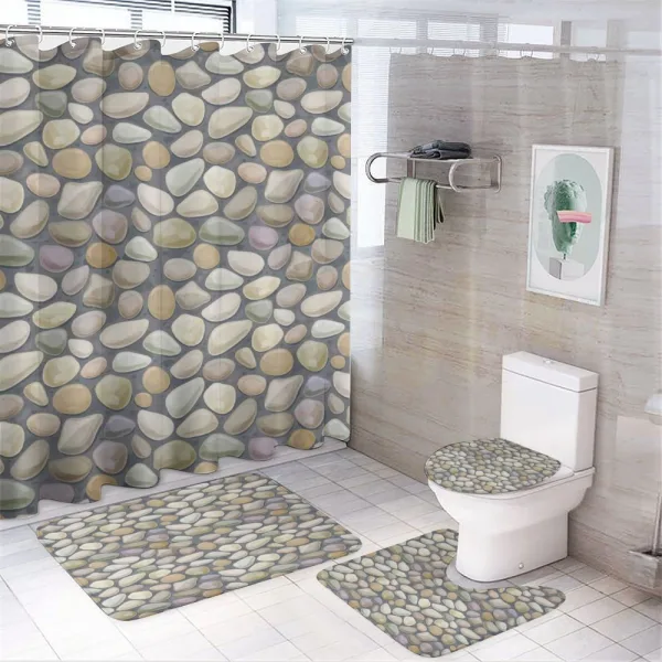Pebble Stonewall on a shower curtain