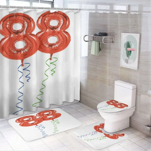 Red Balloons Cheerful on a shower curtain
