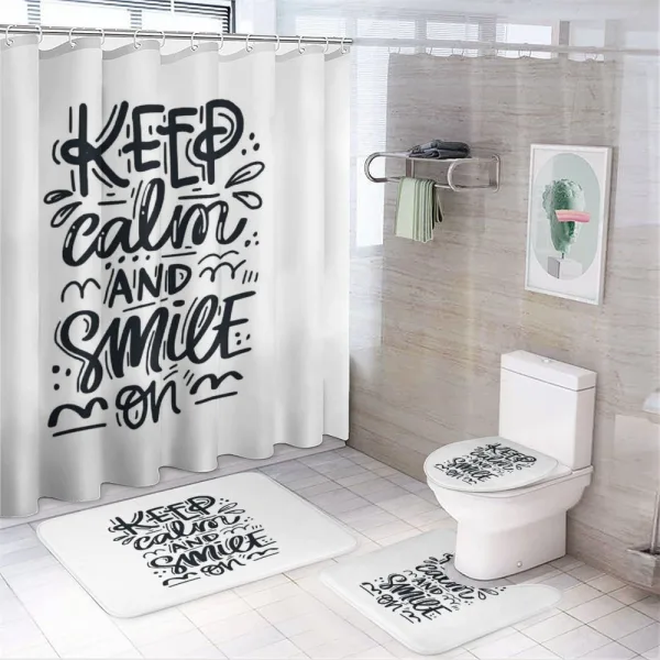 Smile on Typography on a shower curtain