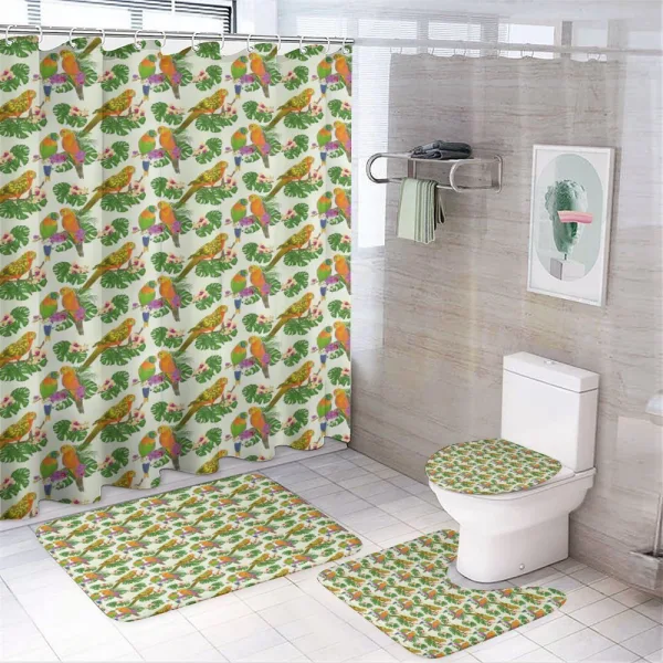 Vivid Floral Parrots on a shower curtain