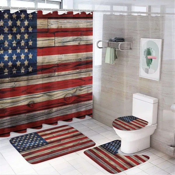 Wood Planks Flag on a shower curtain