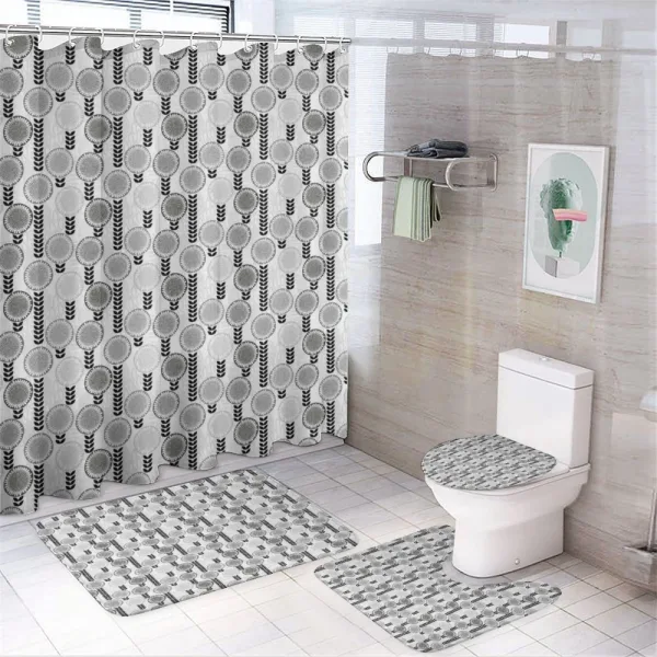 Abstract Doodle Pattern on a shower curtain