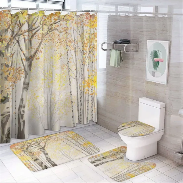 Birch Growth in Fall on a shower curtain