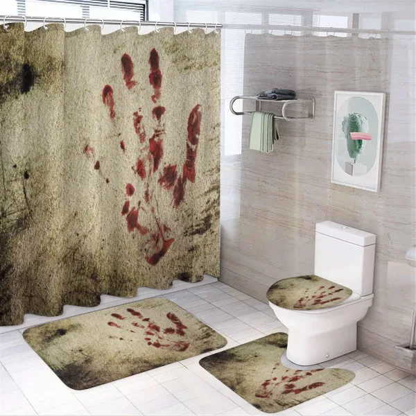 Bloddy Dirty Hand on a shower curtain