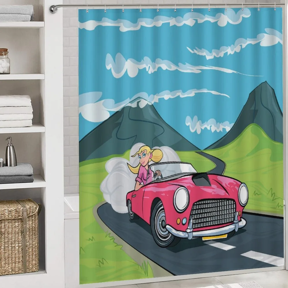Blonde Girl Drives on Road — Detail 4