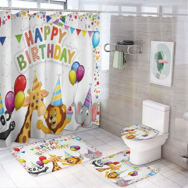 Cartoon Animals Party on a shower curtain