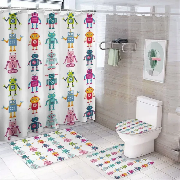 Cartoon Robot on a shower curtain