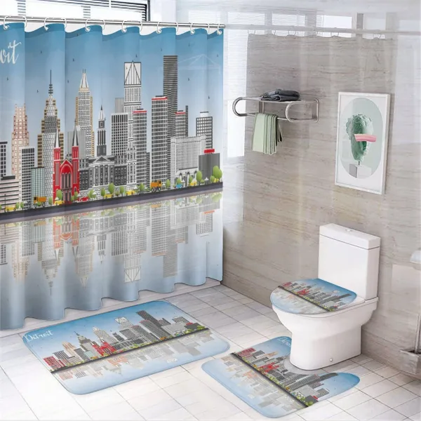 Cityscape Skyscrapers on a shower curtain