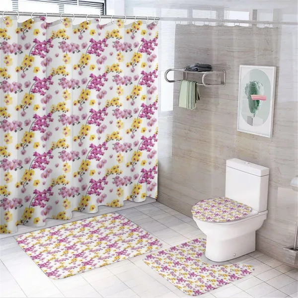 Flourishing Orchid Branches on a shower curtain