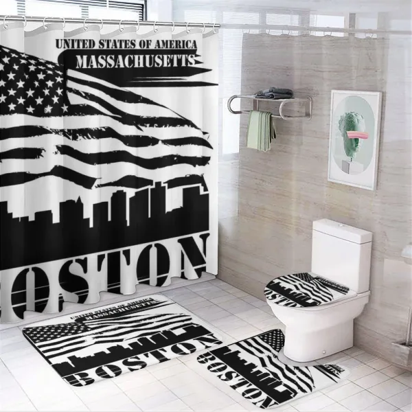 Fluttering Grungy Flag on a shower curtain