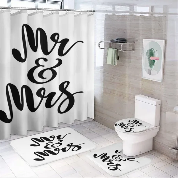 Hand Lettering Pattern on a shower curtain