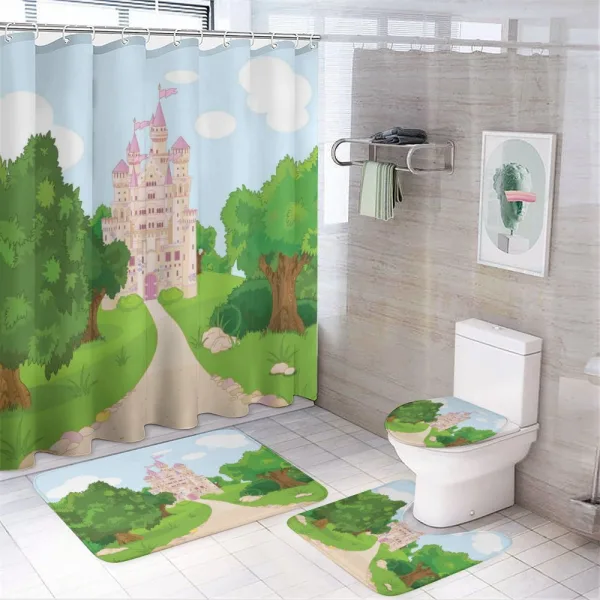 Middle Ages Building on a shower curtain