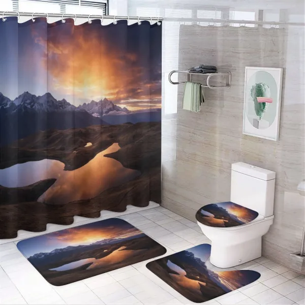 Mountain Lake Koruldi on a shower curtain