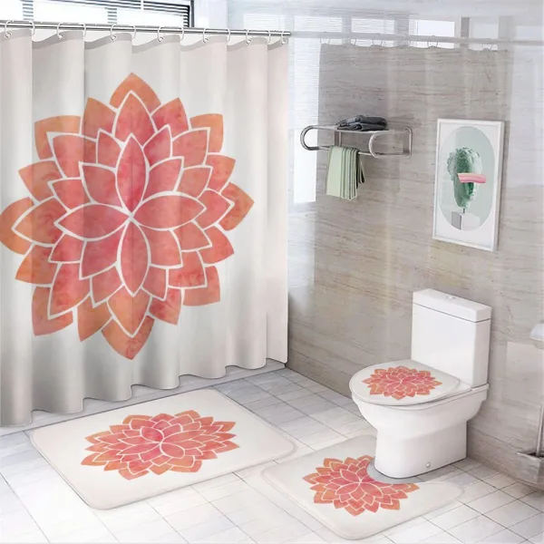 Pattern Lotus Illustration on a shower curtain