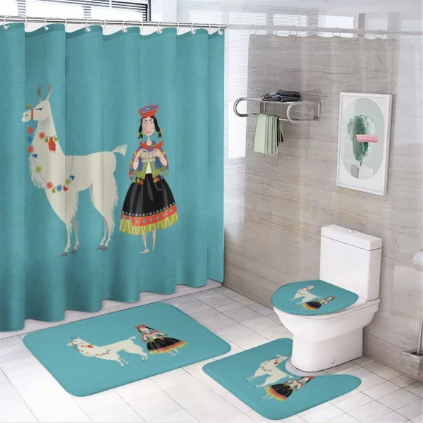 Peruvian Knitting Woman on a shower curtain