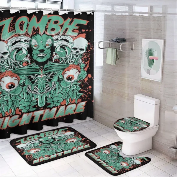 Retro Skulls Ghost on a shower curtain