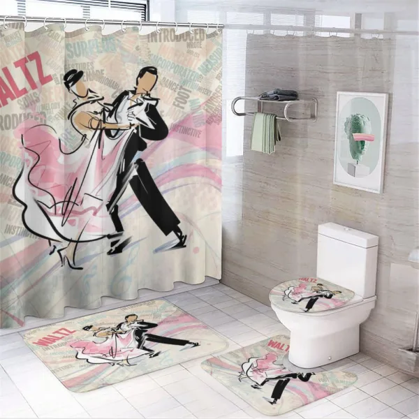Romantic Dancing Couple Words on a shower curtain