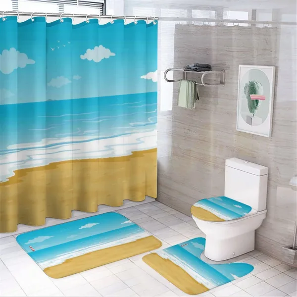 Sandy Beach Ocean on a shower curtain