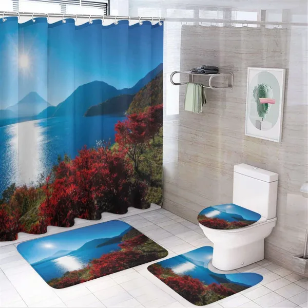 Sunny Autumn Mountain on a shower curtain