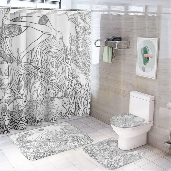 Surreal Little Mermaid on a shower curtain