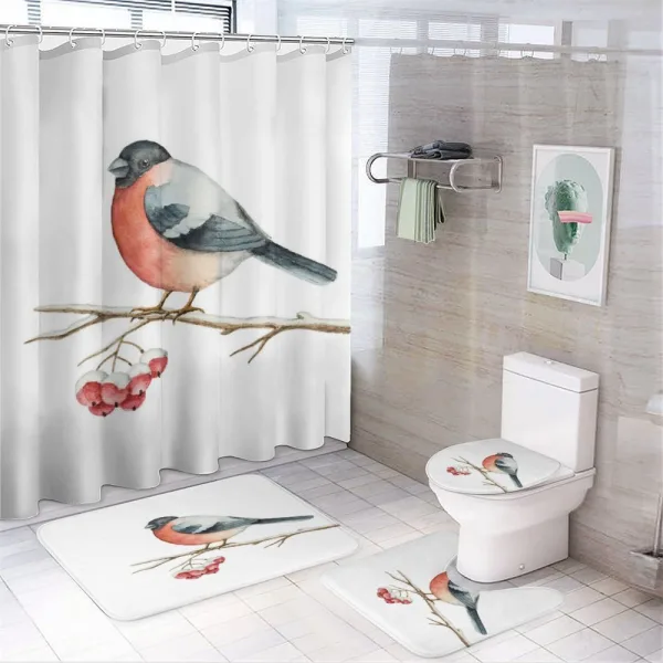 Wild Bird Watercolor on a shower curtain