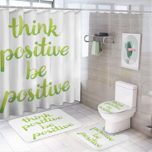 Words in Green Tone on a shower curtain
