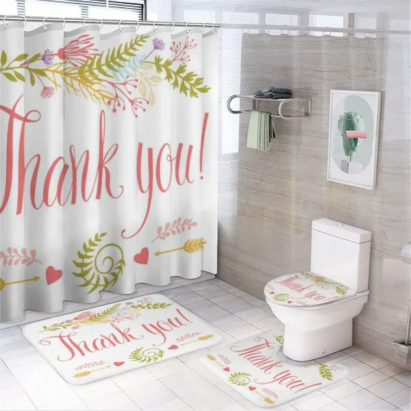 Words with Flowers Leaf on a shower curtain