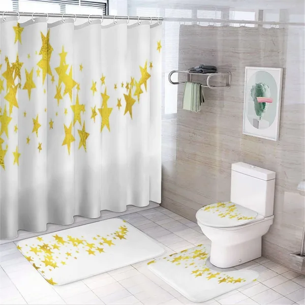 Yellow Shade Modern Stars on a shower curtain