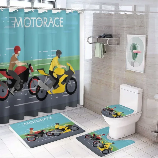 2 Bikers Racing on a shower curtain