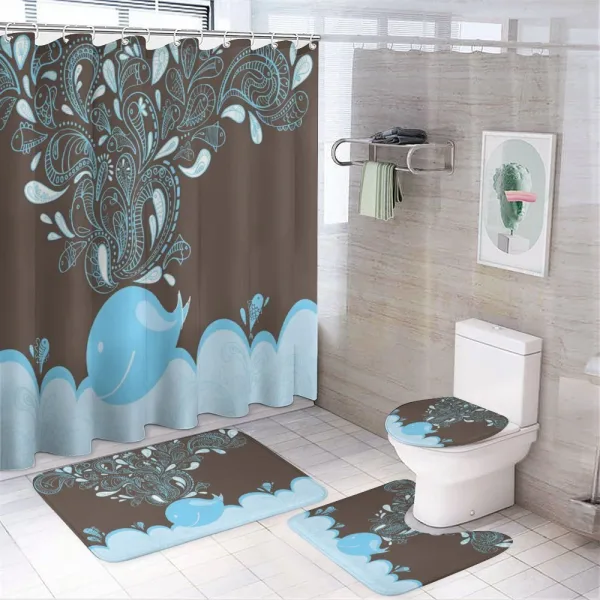 Batik Sea Whale Tribal on a shower curtain
